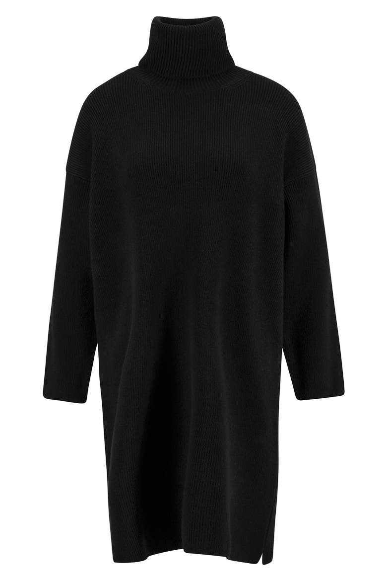 Rib Knit Sweater Dress, Alternate, color, BLACK