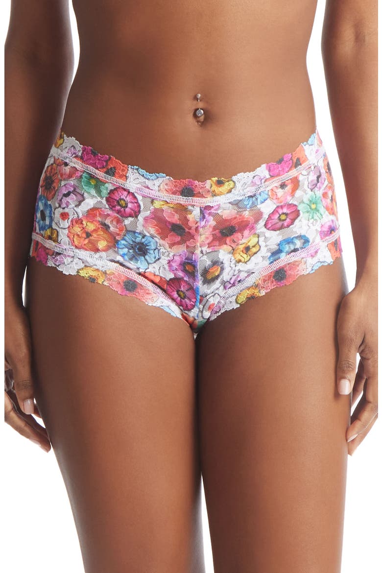 Print Signature Lace Boyshorts, Main, color, LINGER AWHILE
