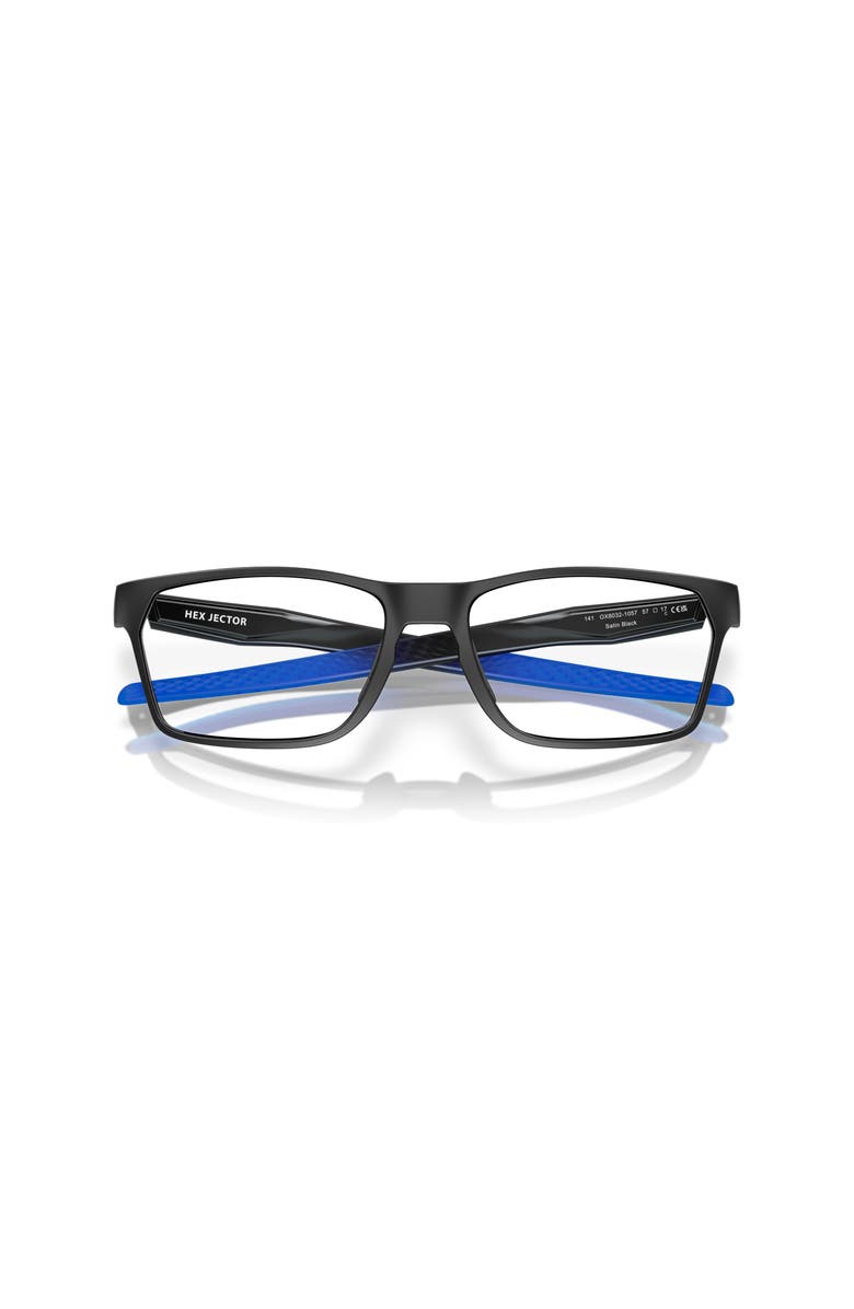 Oakley 55mm Rectangle optical glasses, Alternate, color, Black/ Blue