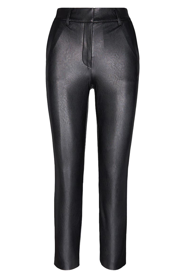 Faux Leather 7/8 Trousers, Alternate, color, BLACK