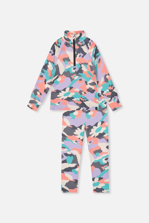 Two Piece Camouflage Brushed Half-Zip Top & Pants Thermal Underwear