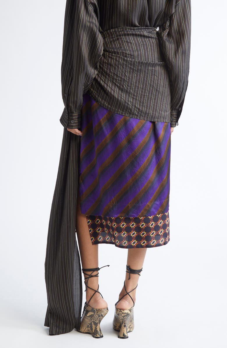 Dries Van Noten Senice Mixed Print Midi Skirt, Alternate, color, Purple