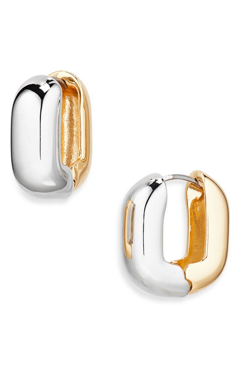 Cara Two-Tone Hoop Earrings, Main, color, Gold/ Silver