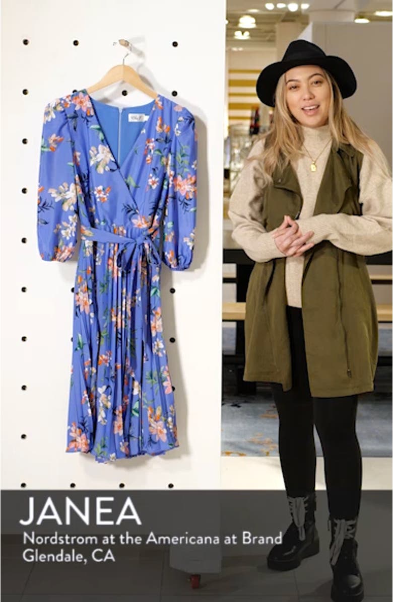 Pleated Faux Wrap Dress, sales video thumbnail