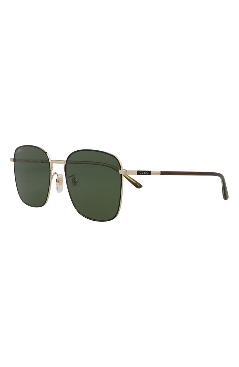 Gucci Novelty 58mm Rectangular Sunglasses, Alternate, color, Gold Havana Green