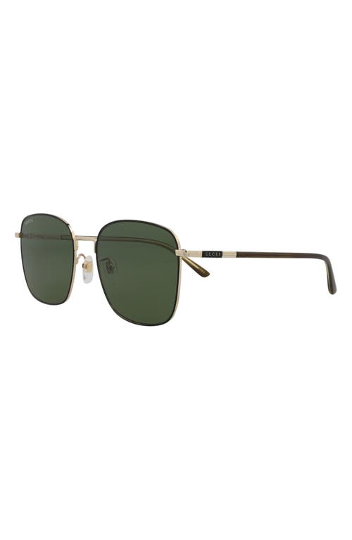 Gucci Novelty 58mm Rectangular Sunglasses In Gold Havana Green
