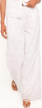 Petal & Pup Wren Eyelet Wide Leg Cotton Drawstring Pants