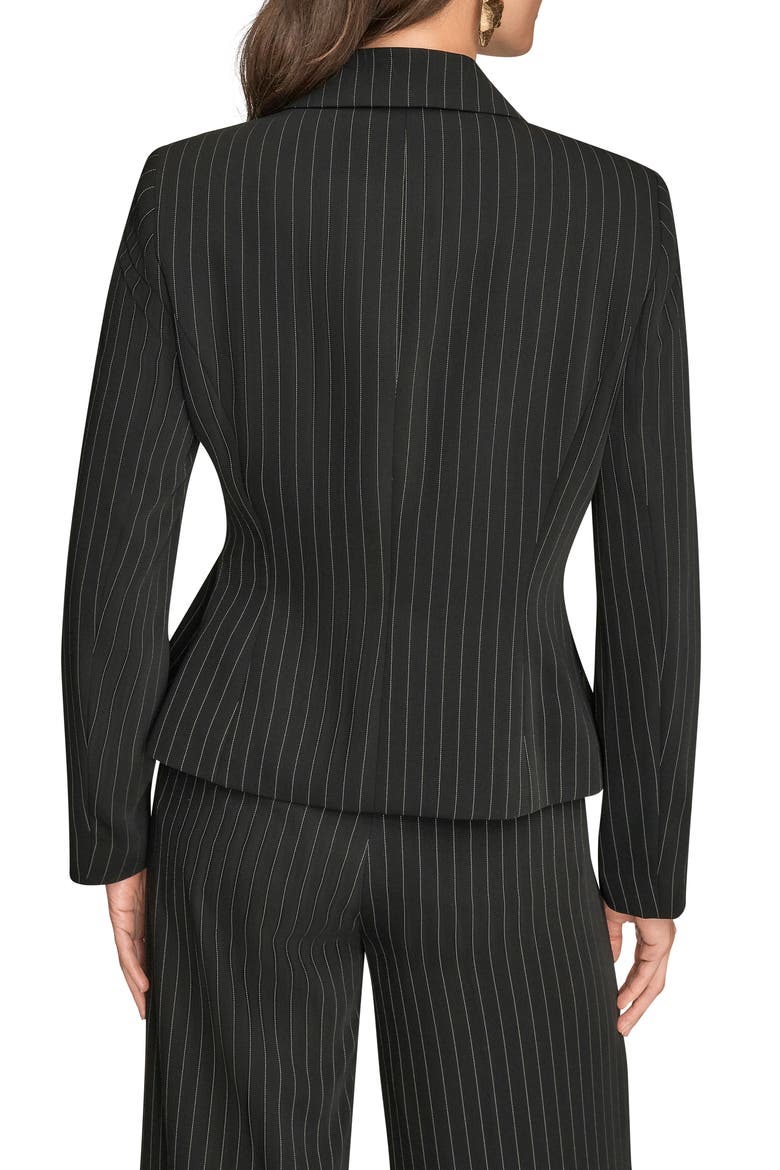 Belted D-Ring Pinstripe Blazer, Alternate, color, BLACK/ CREAM