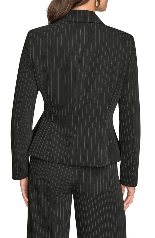 Donna Karan New York Belted D-ring Pinstripe Blazer In Black