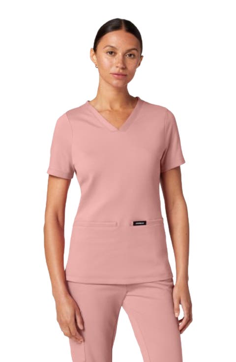 Cesi Women's 2-Pocket Slim Knit V-Neck Scrub Top