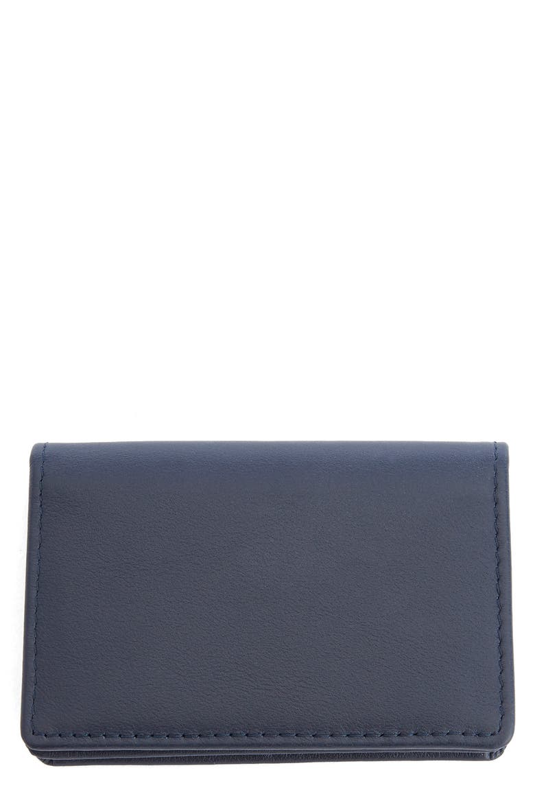 Leather Card Case, Main, color, NAVY BLUE