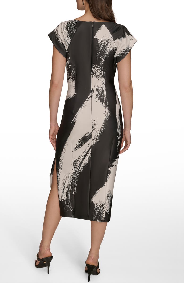 Donna Karan New York Pleated Sheath Cocktail Dress, Alternate, color, Black/ Cream