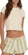 Billabong Shelly Rib Knit Lettuce Edge Crop T-Shirt