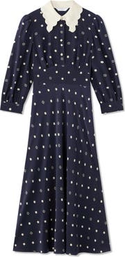 LK Bennett Enya Contrast Long Sleeve Silk Maxi Dress