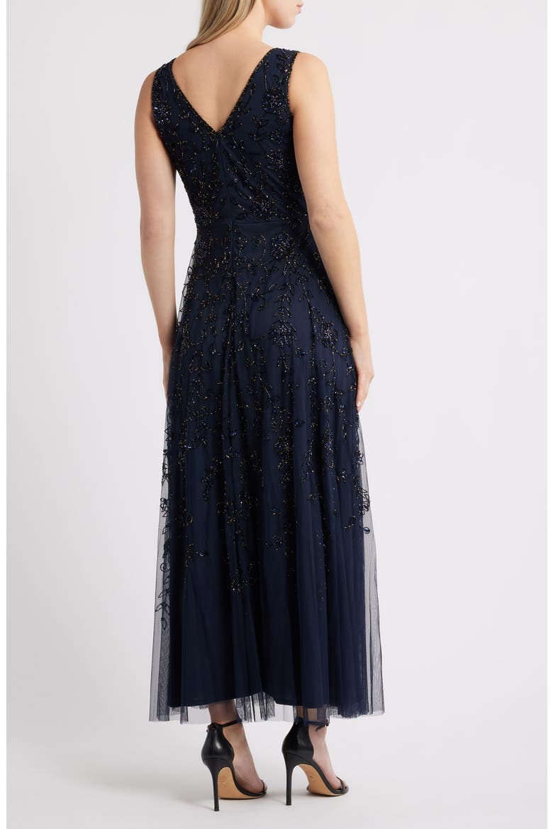 Beaded Mesh Gown with Jacket, Alternate, color, NAVY