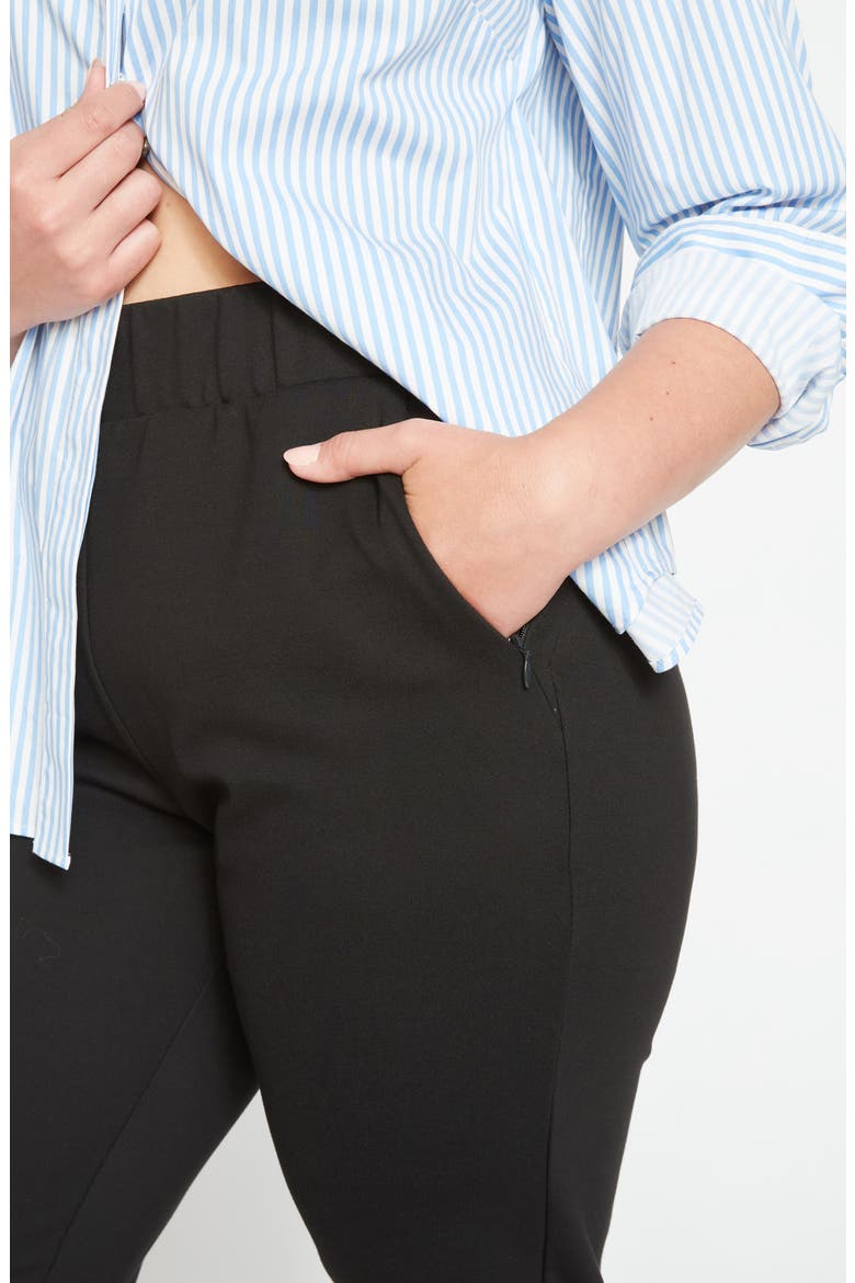 Smart Elastic Waist Ponte Pants, Alternate, color, BLACK