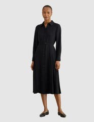 HOBBS LONDON Ginny Belted Pleated Midi Shirt Dress