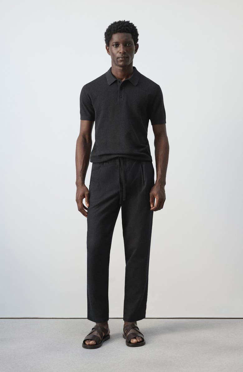 MANGO Fine Knit Polo, Alternate, color, Black