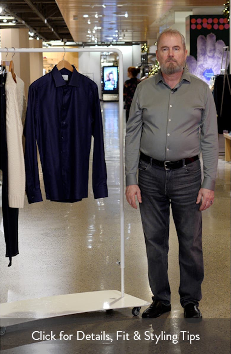 Slim Fit Houndstooth King Twill Dress Shirt, sales video thumbnail