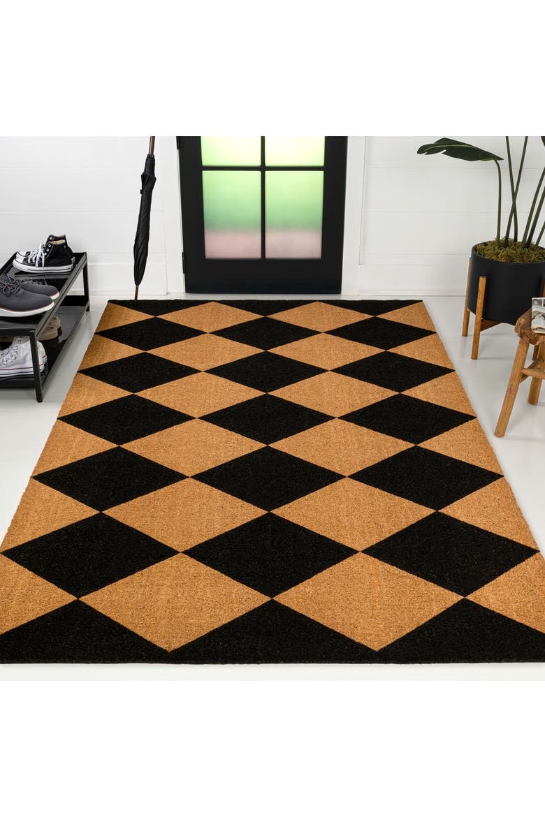 Peater Classic Casual Commerical Natural Coir Mat Indoor/Outdoor, Main, color, Natural Black Geo