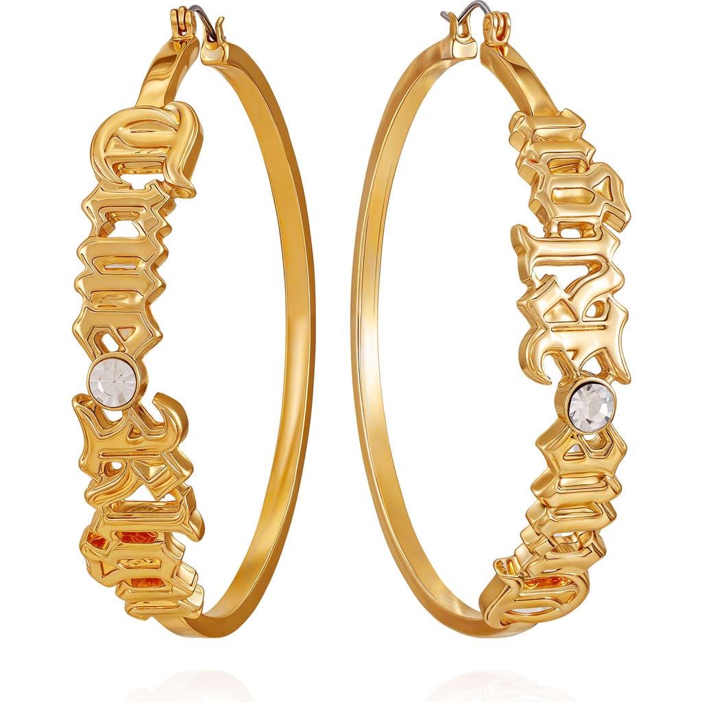 True Religion Gothic Logo Hoop Earring In Gold