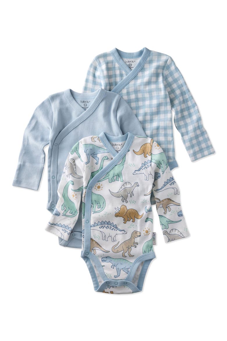 Sterling Side Snap Organic Cotton Assorted 3-Pack Bodysuits, Main, color, RAWR-SOME CHECK