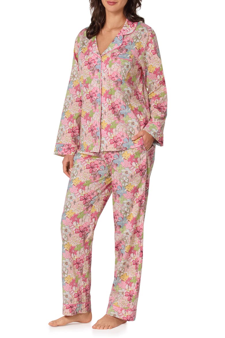 Floral Print Long Sleeve Cotton Jersey Pajamas, Alternate, color, MAUVEY