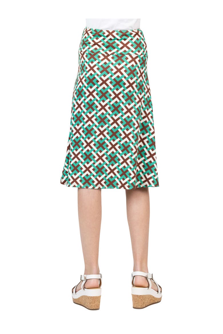 Green Geo Print Knee Length Skirt, Alternate, color, Green Multi
