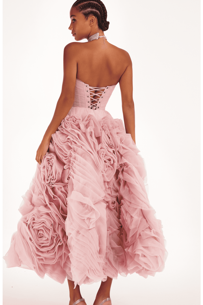 A-Line Tulle Midi Formal Occasion Dress, Alternate, color, Misty Rose