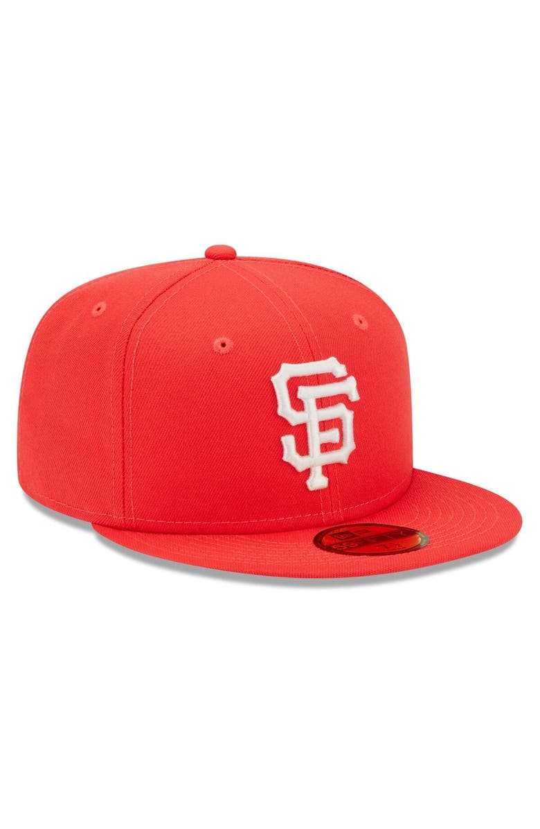 New Era Men's New Era Red San Francisco Giants Lava Highlighter Logo 59FIFTY Fitted Hat, Alternate, color, Red