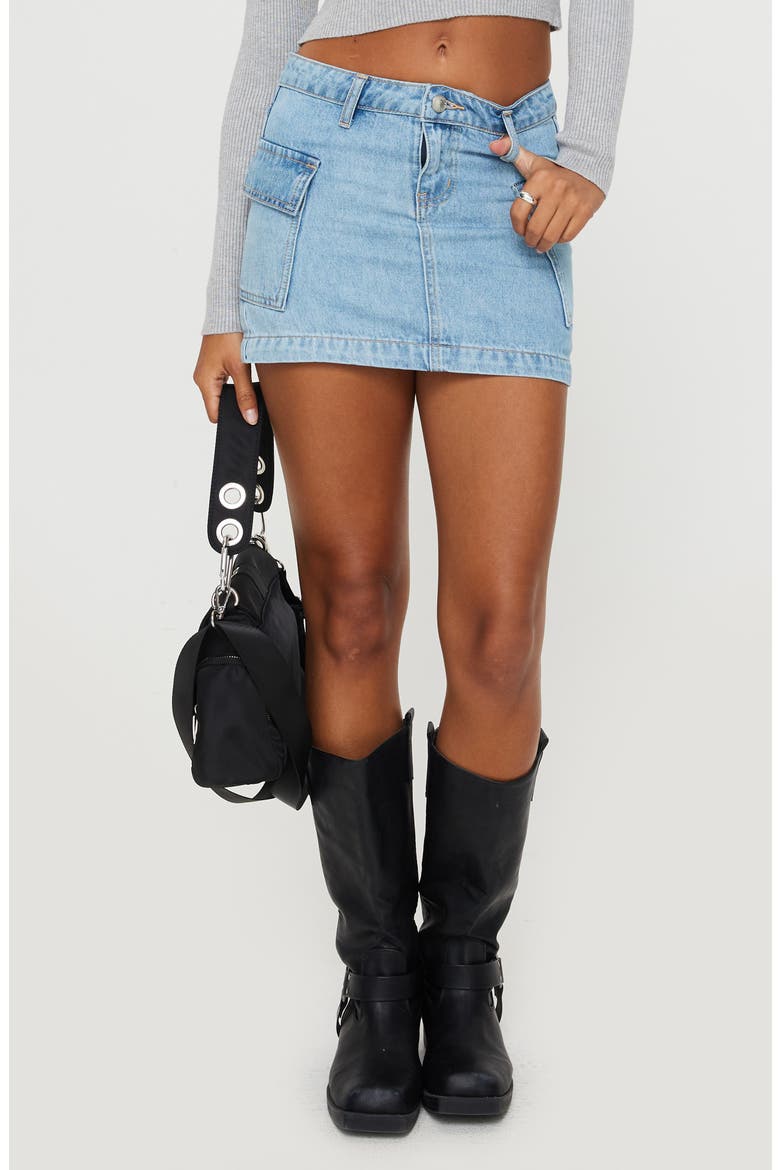 Zakai Denim Cargo Miniskirt, Main, color, LIGHT/ PASTEL BLUE