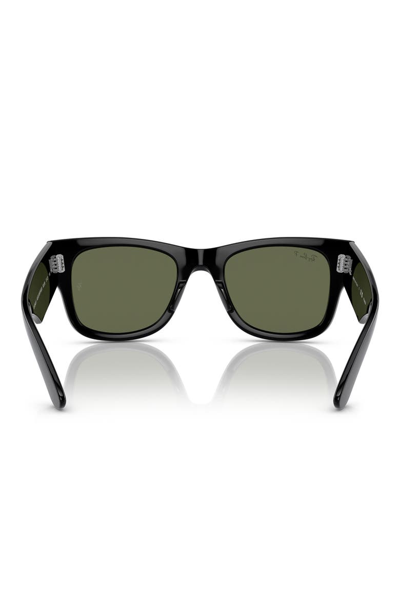 Mega Wayfarer 52mm Polarized Square Sunglasses, Alternate, color, BLACK