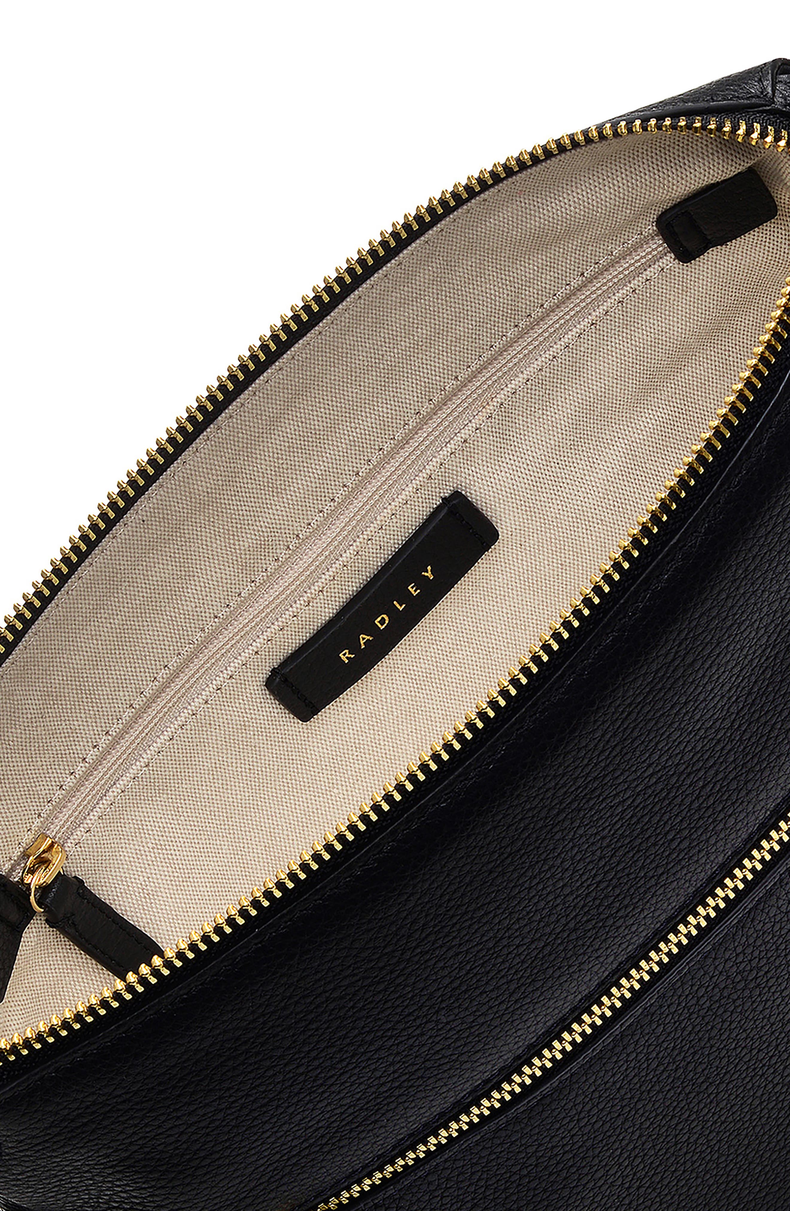 Radley Fountain Mews Small Zip Top Leather Crossbody Bag, Alternate, color, Black