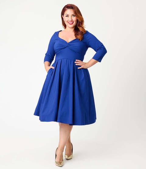 Plus Size 1950s Front Twist Swing Dress