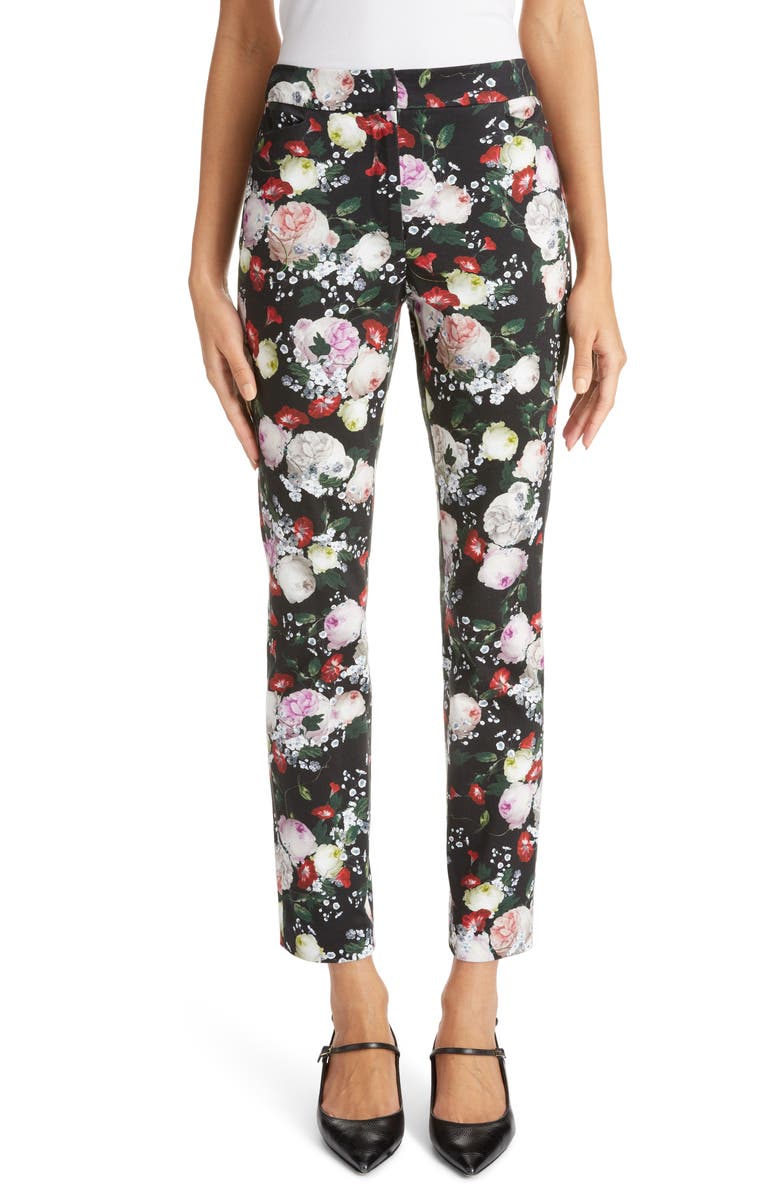 Erdem Floral Print Slim Ankle Pants, Main, color, 