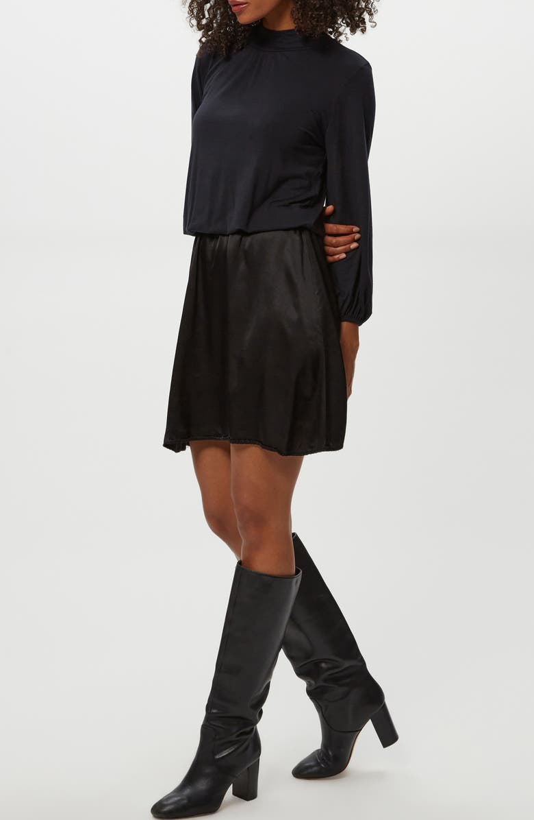 Michael Stars Myla Mixed Media Minidress, Alternate, color, Black