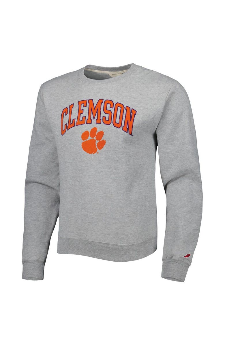 LEAGUE COLLEGIATE WEAR Men's League Collegiate Wear Heather Gray Clemson Tigers 1965 Arch Essential Lightweight Pullover Sweatshirt, Alternate, color, Heather Gray