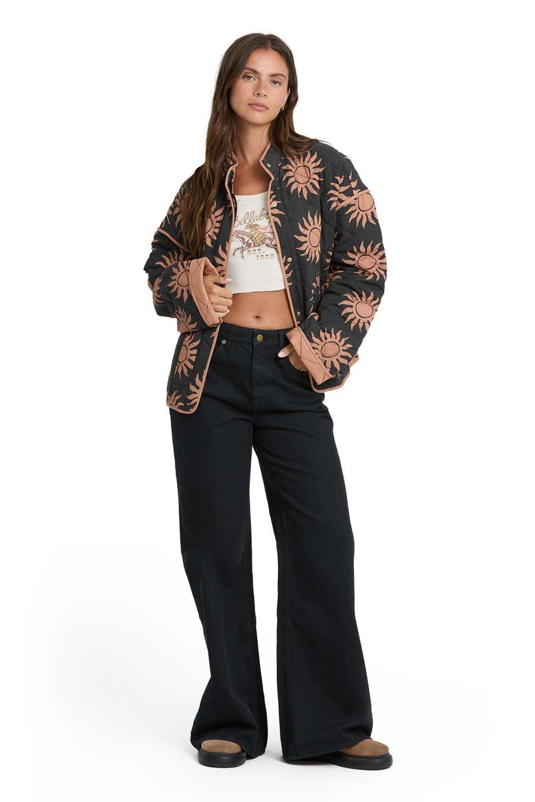 Folk Story Quilted Jacket, Alternate, color, BLACK SANDS
