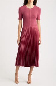 BOSS Fadridi Short Sleeve Pleated Midi Dress