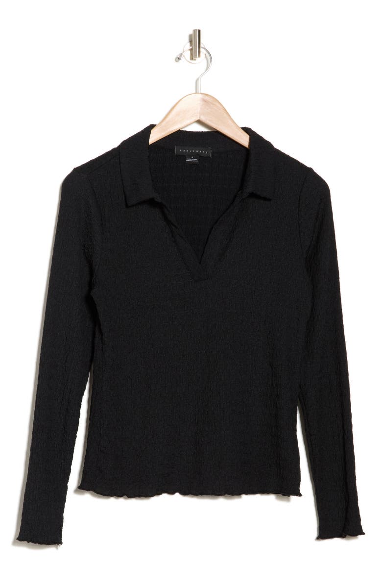 Sanctuary Textured Long Sleeve Polo, Alternate, color, 
