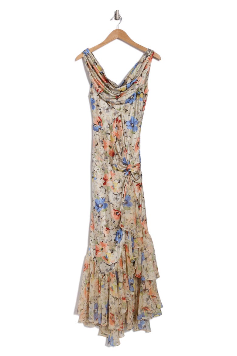 Ciara Floral Sleeveless Silk Dress, Alternate, color, IVORY MULTI