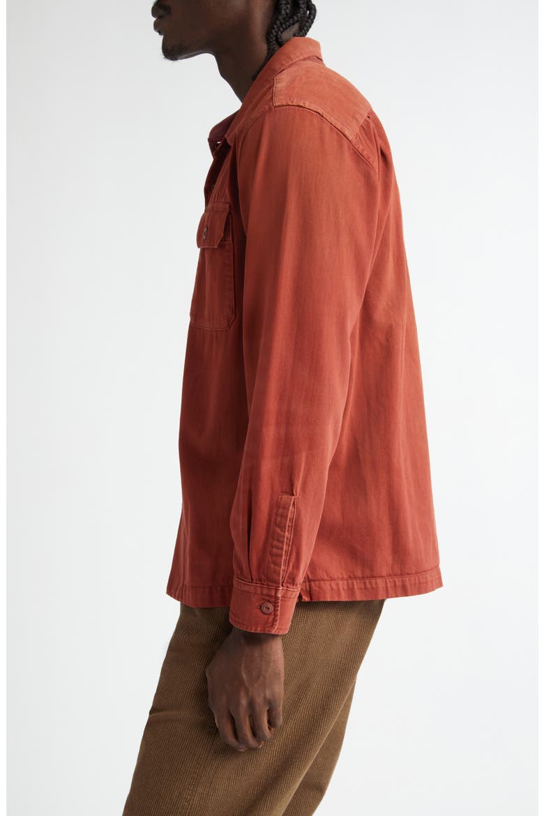 Garment Dye Long Sleeve Cotton Twill Camp Shirt, Alternate, color, BRICK