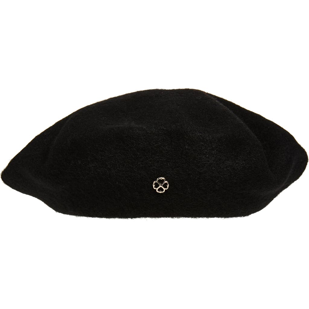 Kate Spade New York Solid Wool Blend Beret In Black