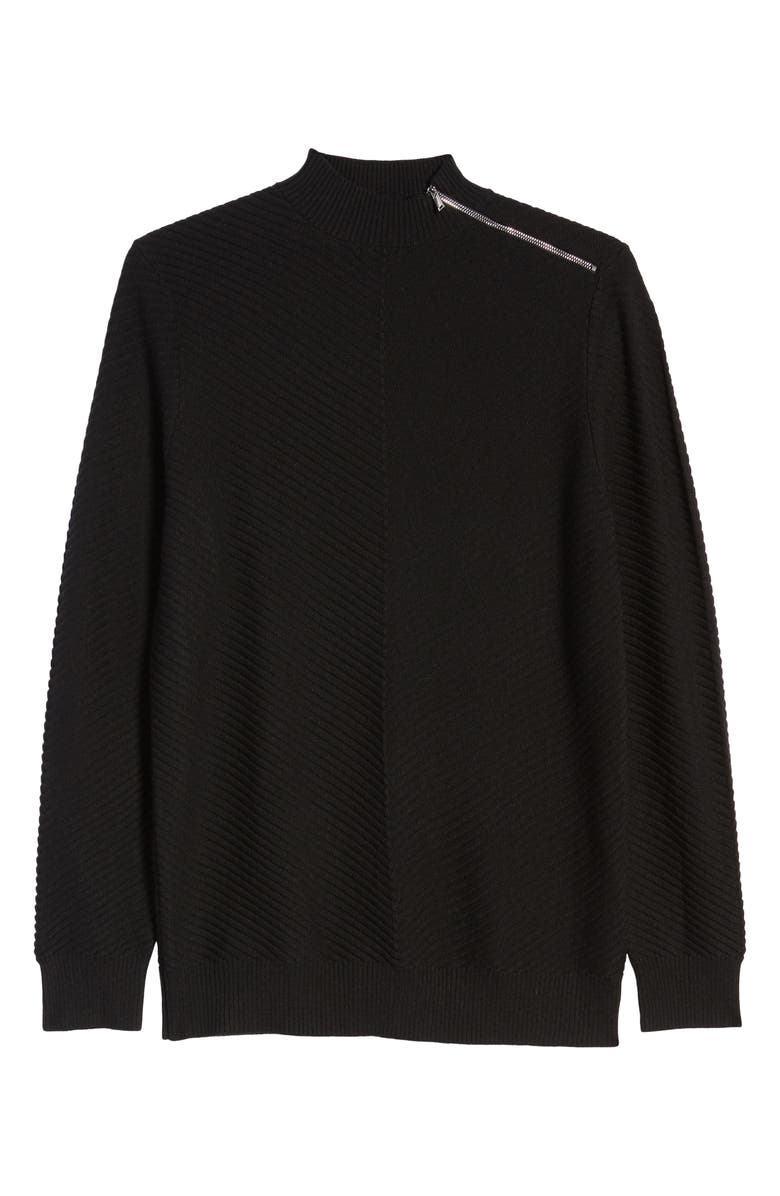 KARL LAGERFELD PARIS Shoulder Zip Mock Neck Sweater, Alternate, color,