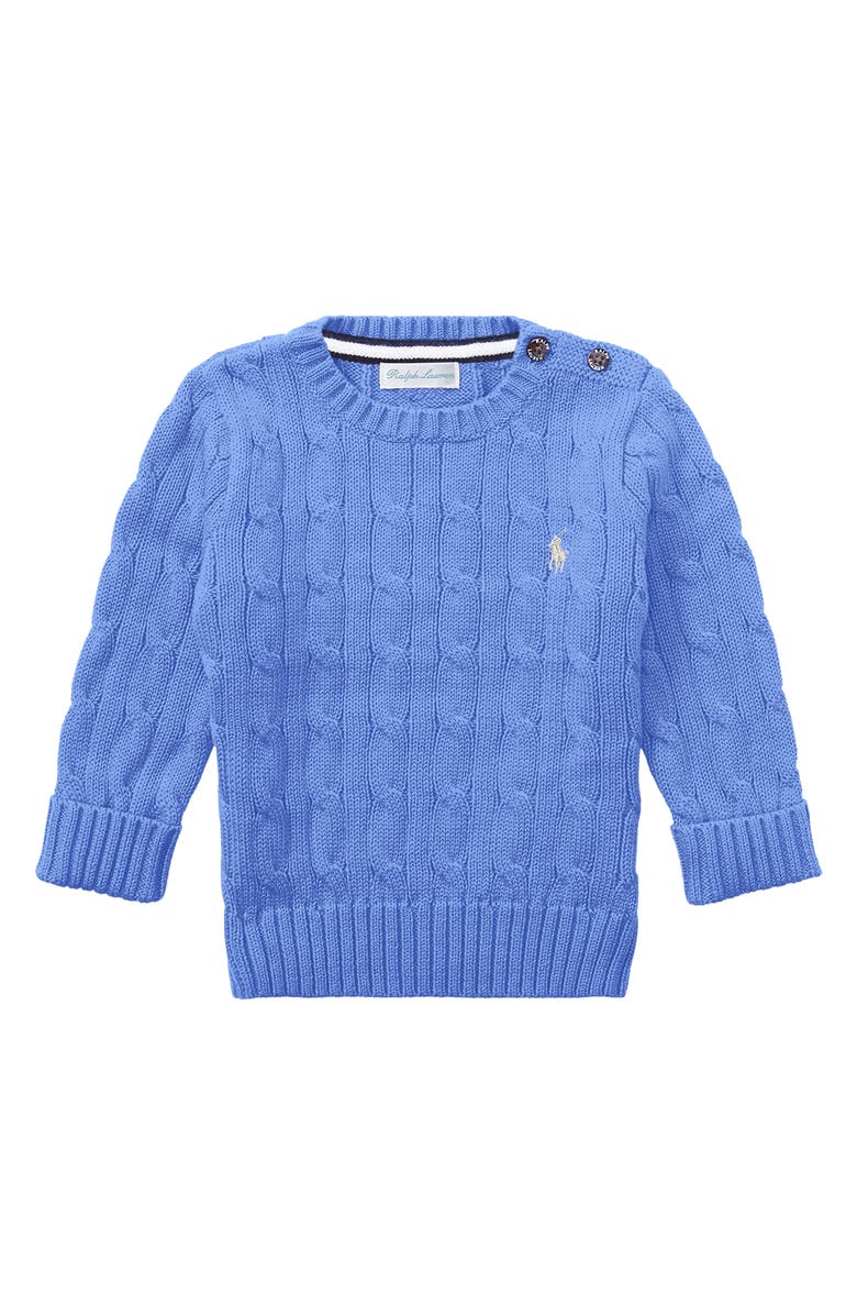 Ralph Lauren Cable Cotton Crewneck Sweater, Main, color, 
