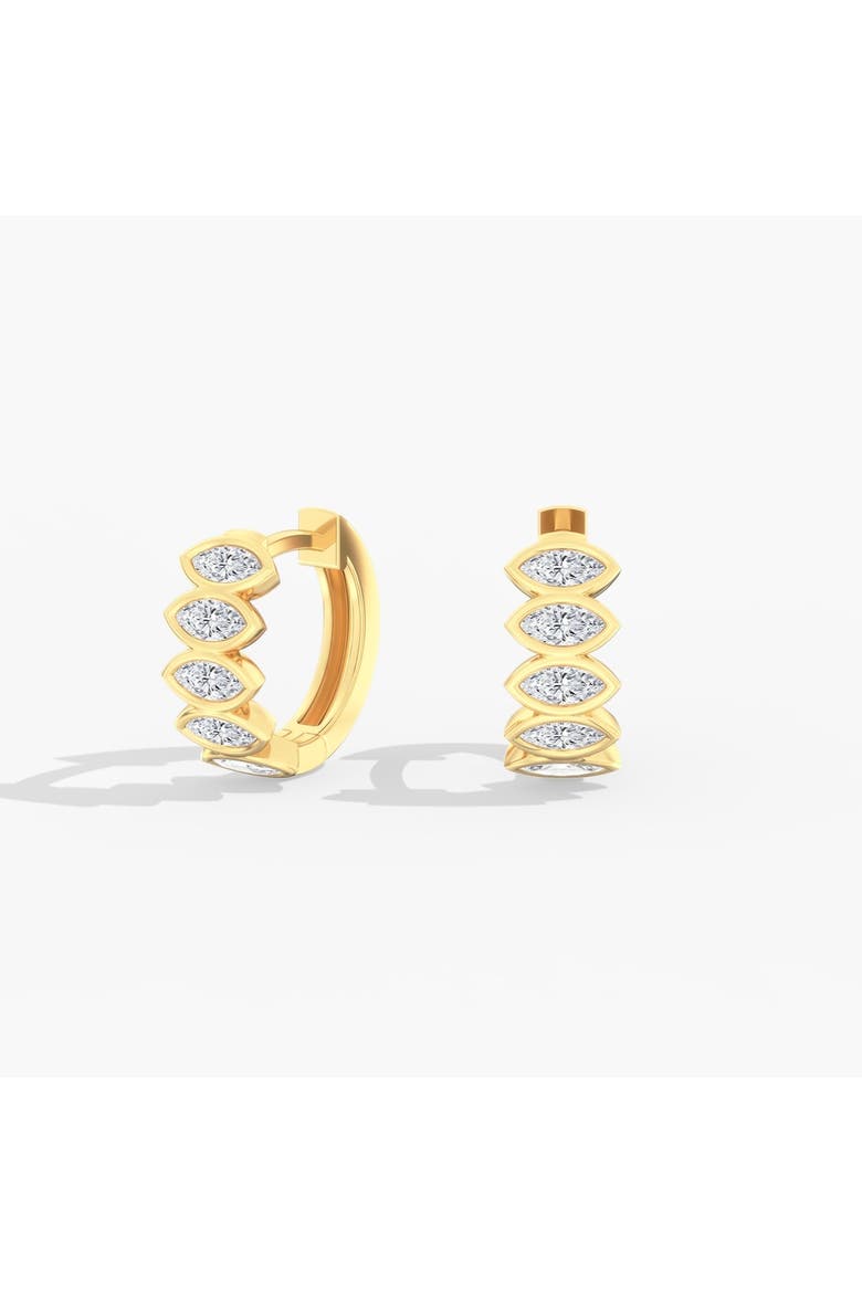 East West Marquise Bezel Lab Diamond Huggie in 14K Gold, Main, color, Yellow Gold