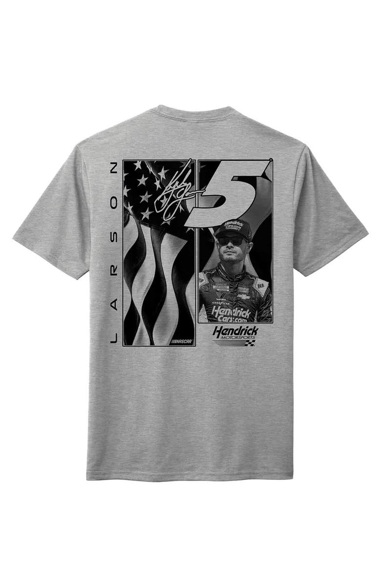 HENDRICK MOTORSPORTS TEAM COLLECTION Men's Hendrick Motorsports Team Collection  Heather Gray Kyle Larson Flag Tri-Blend T-Shirt, Alternate, color, Heather Gray