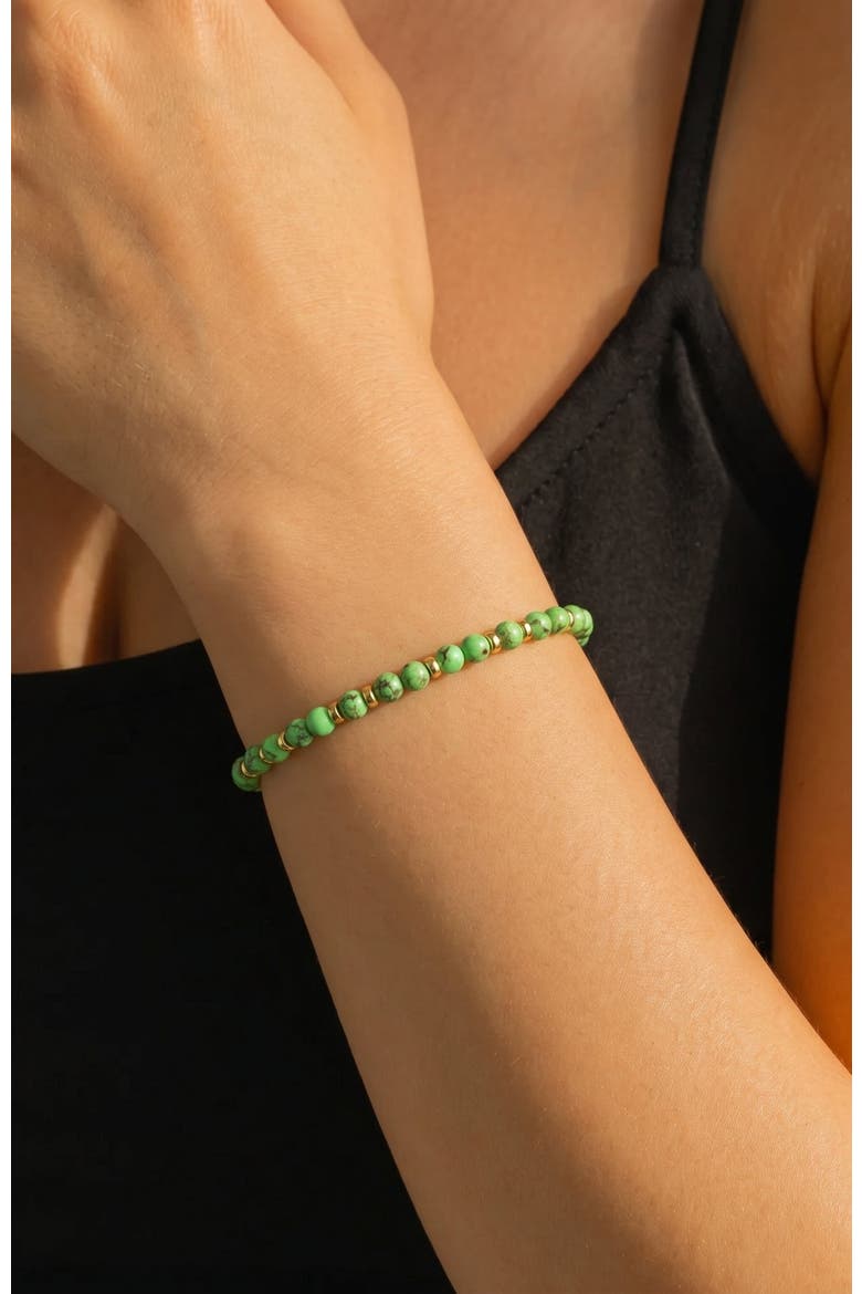 Stacking Birthstone Beaded Bracelet, Alternate, color, August Peridot