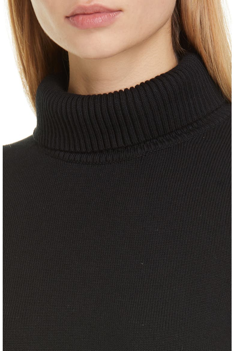 Doria Rib Cotton Blend Turtleneck Sweater, Alternate, color, BLACK 90303