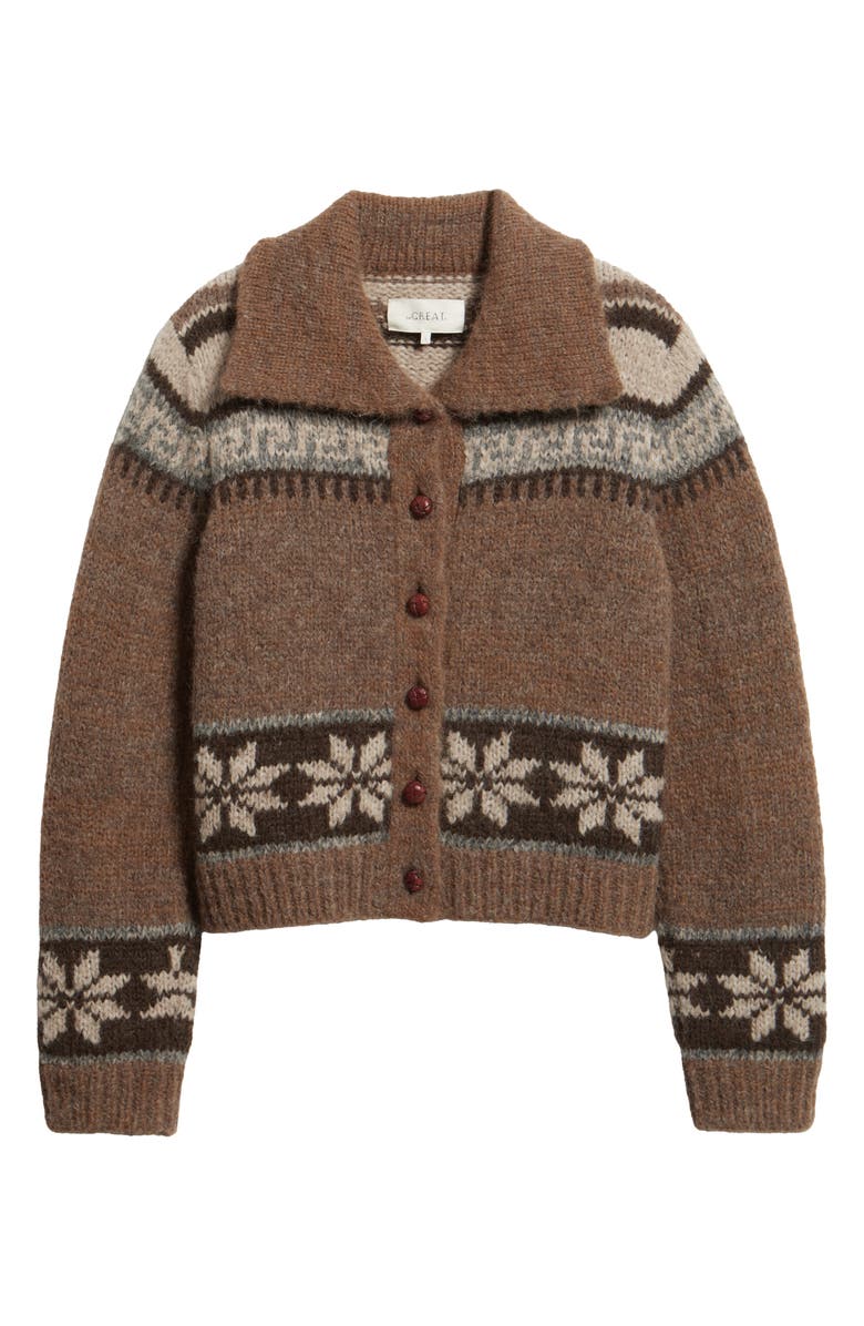 THE GREAT. The Nordic Scholar Cardigan, Alternate, color, Hickory Fair Isle